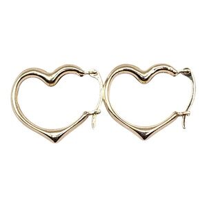 10 Karat Yellow Gold Open Heart Hoop Earrings #20476